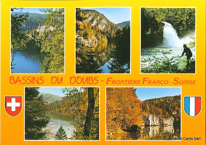 Postcards 22151 Bassins du Doubs, frontière Franco-Suisse