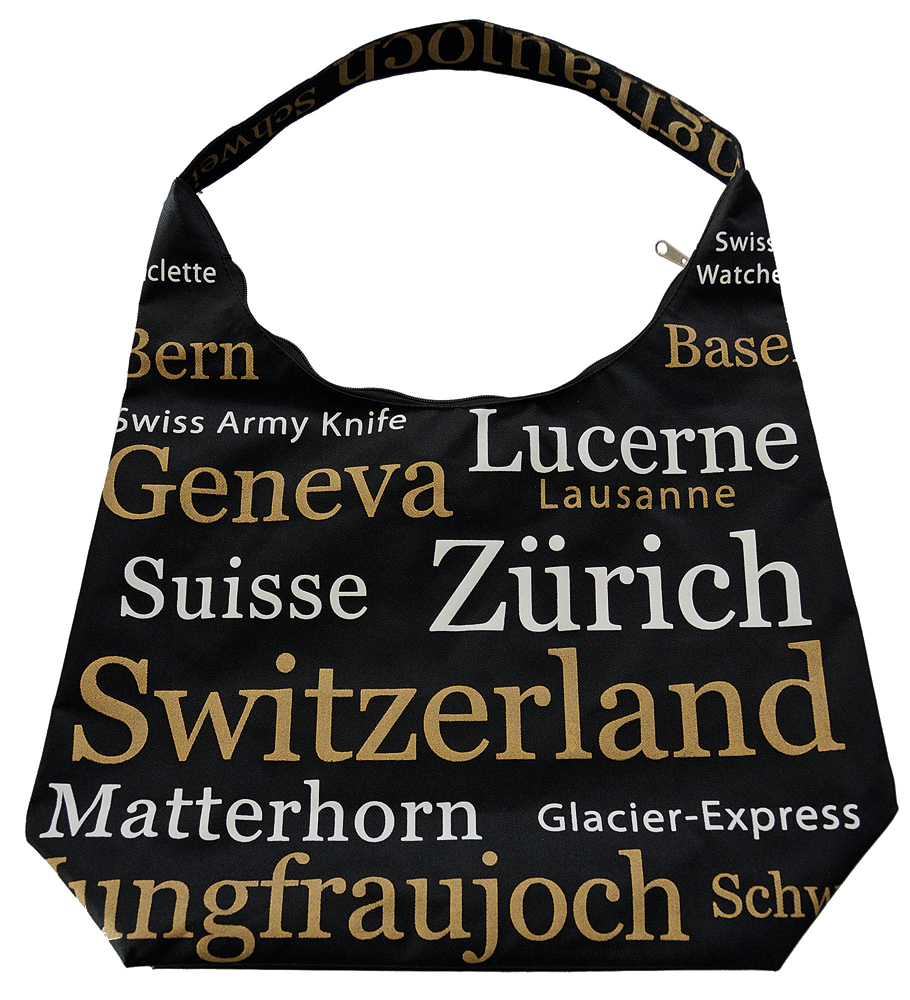 Tasche Polyester 44cm schwarzgold