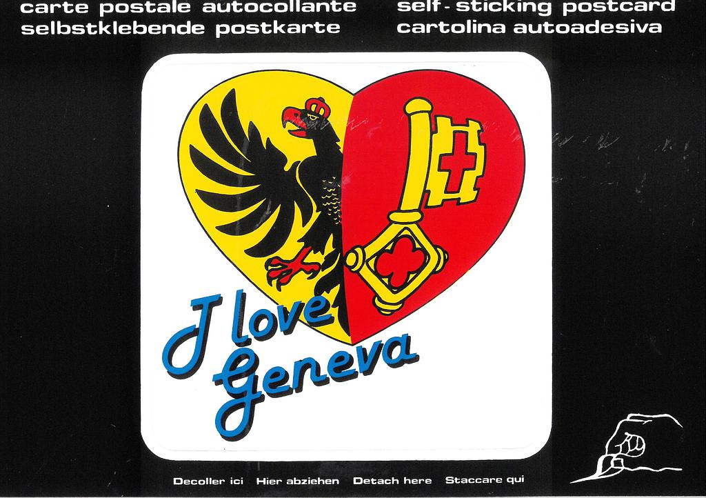 Postcards SK 243 Stickers 'I love Geneva' (Genf)