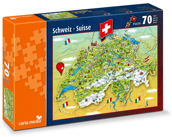 Puzzle 70 pcs [7245 0] Carte illustrée de la Suisse