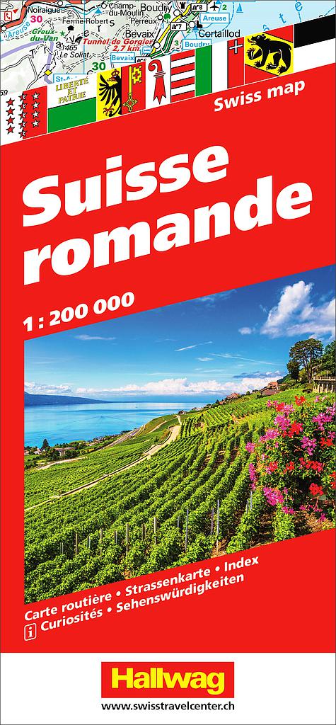 Carte routière Hallwag 1:200'000 Suisse romande
