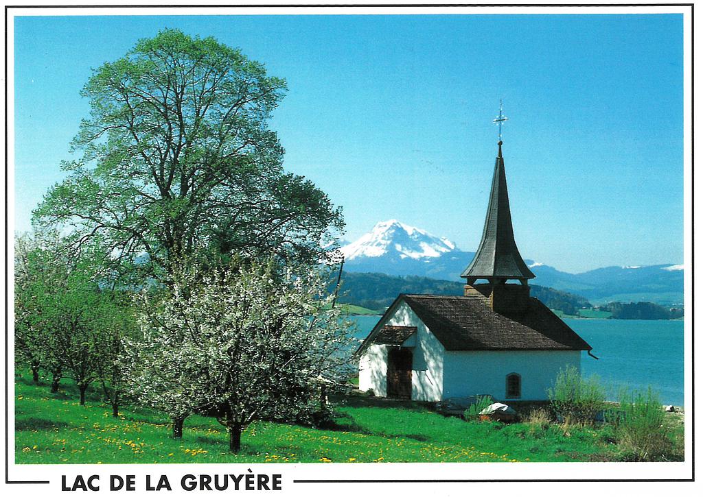 Postcards 03910 Lac de Gruyère, chapelle de Pont-la-Ville