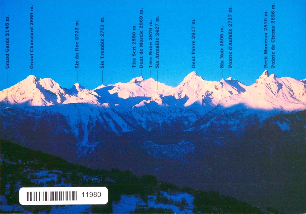 Postcards 11980 w Alpes avec noms des montagnes