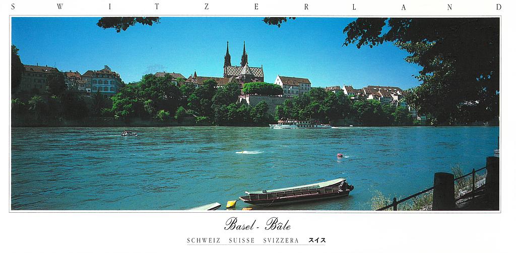 Postcards Pano 45034 Basel (Bâle, le Rhin et la Cathédrale)