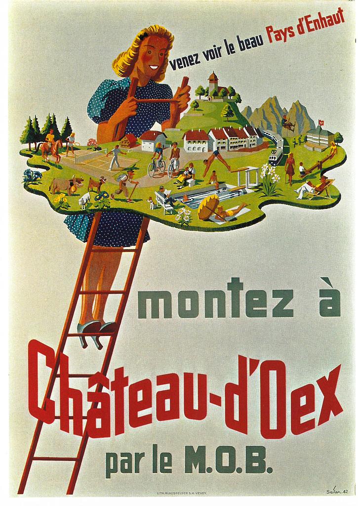 Postcards A6 Litho 01020 Affiche Château-d'Oex