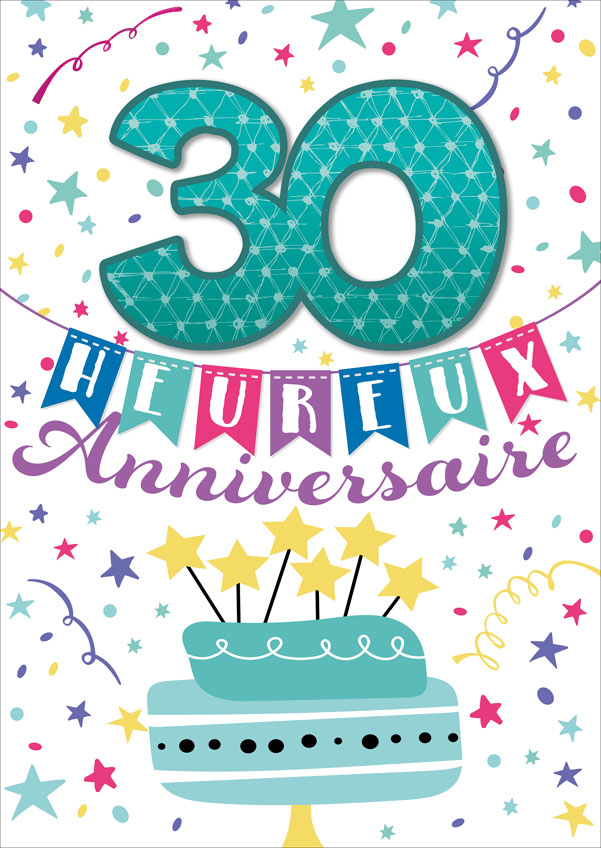 Carte A4 Anniversaire 30 ans