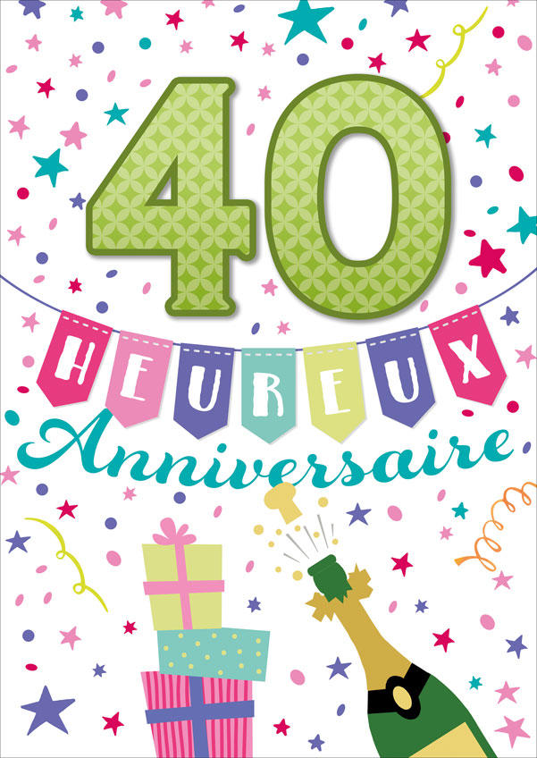 Carte A4 Anniversaire 40 ans