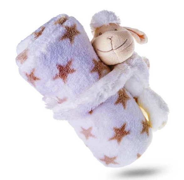 Couverture peluche avec mouton ~20cm