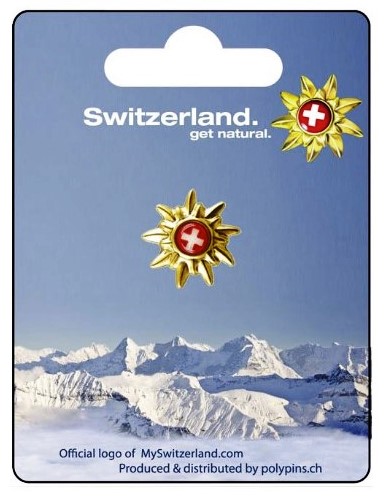 Pins edelweiss avec croix suisse