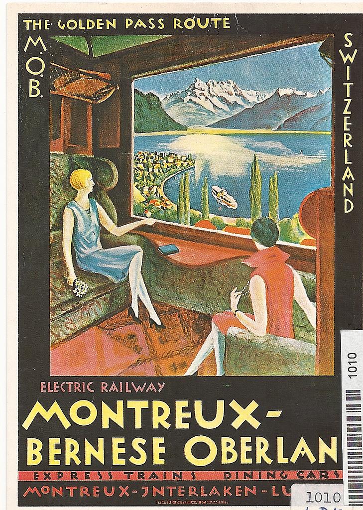 Postcards A6 Litho 01010 Affiche Montreux - MOB Golden