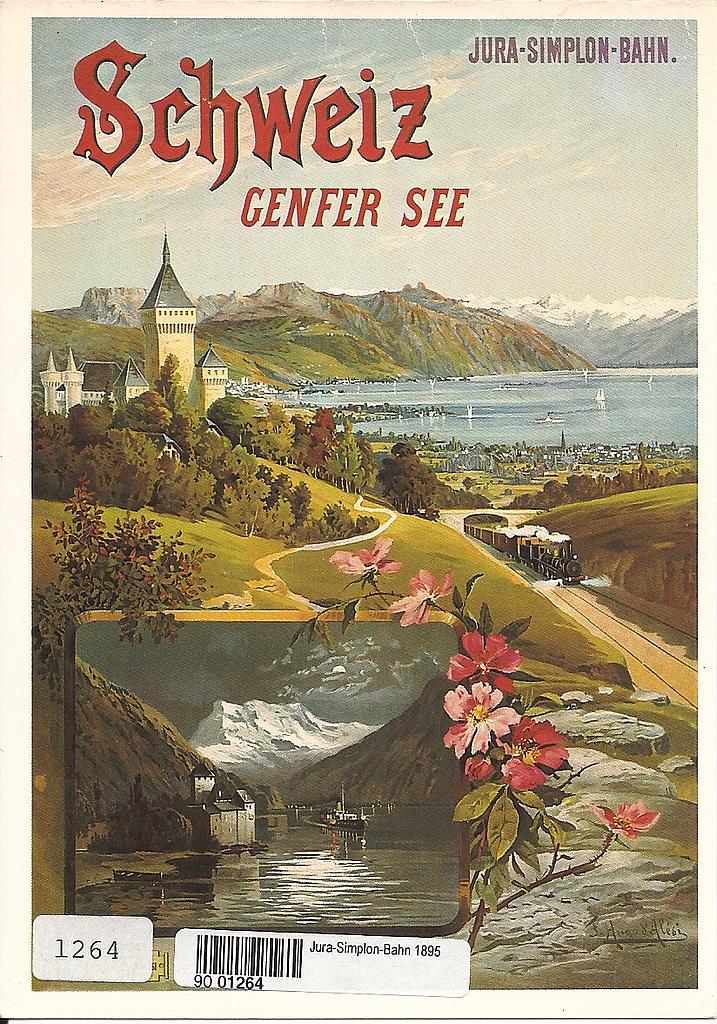 Postcards A6 Litho  01264 Affiche Jura-Simplon-Bahn 1895