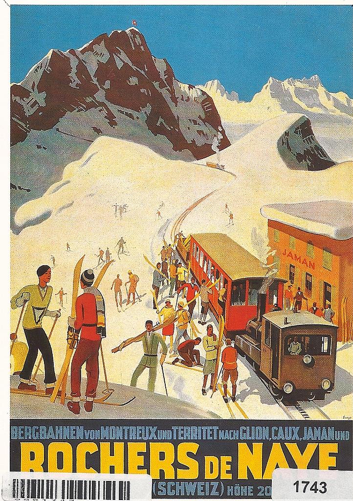 Postcards A6 Litho 01743 Affiche Rochers de Naye 1924