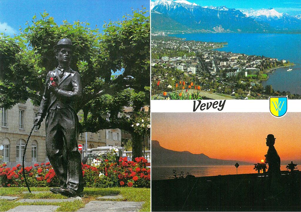 Postcards 17091 Vevey, statue Chaplin