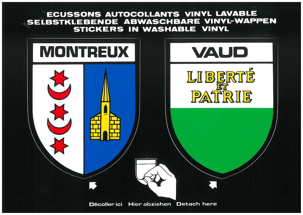 Postcards SK 220 Stickers Ecussons Montreux et Vaud