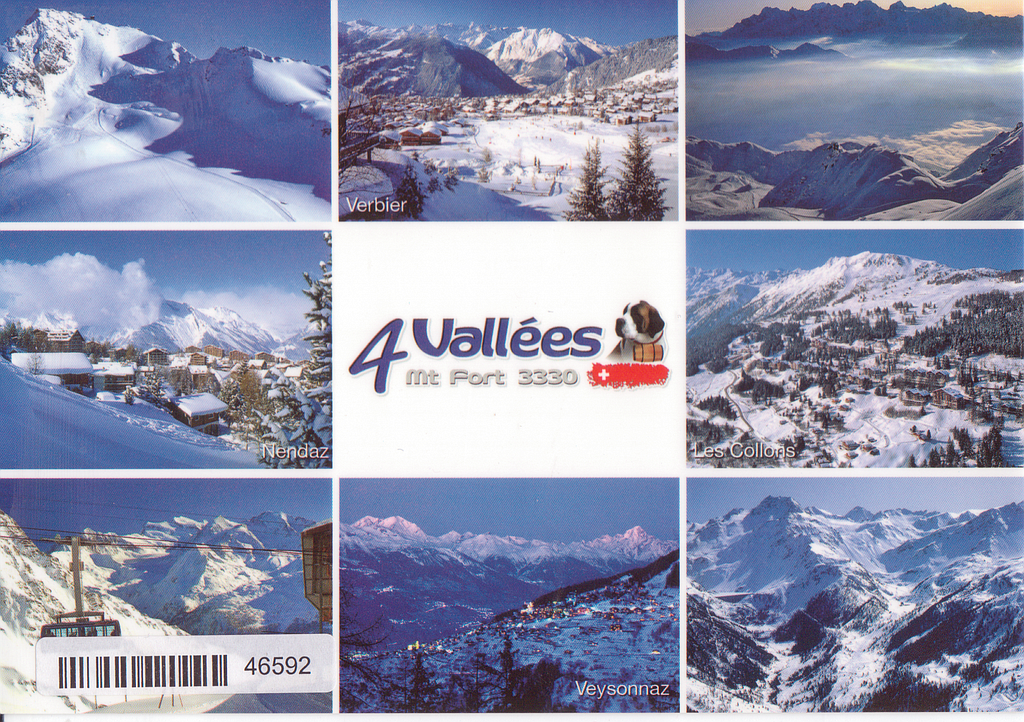 Postcards 46592 w Valais, 4 Vallées