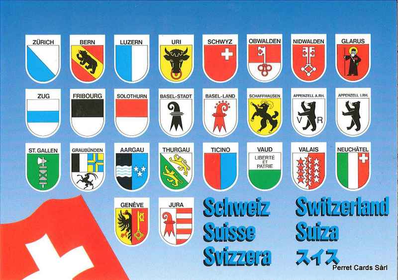 Postcards 13773 Ecussons des cantons suisses