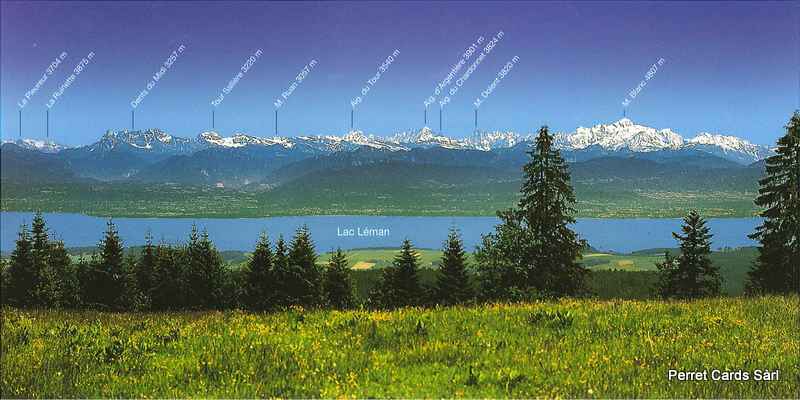 Postcards Pano 45377 Alpes + Lac Léman, Col du Marchairuz