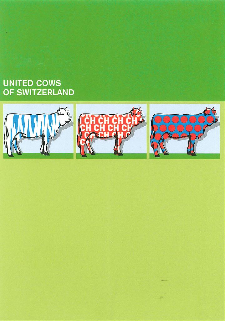 Postcards Kühe 'United cows of Switzerland'