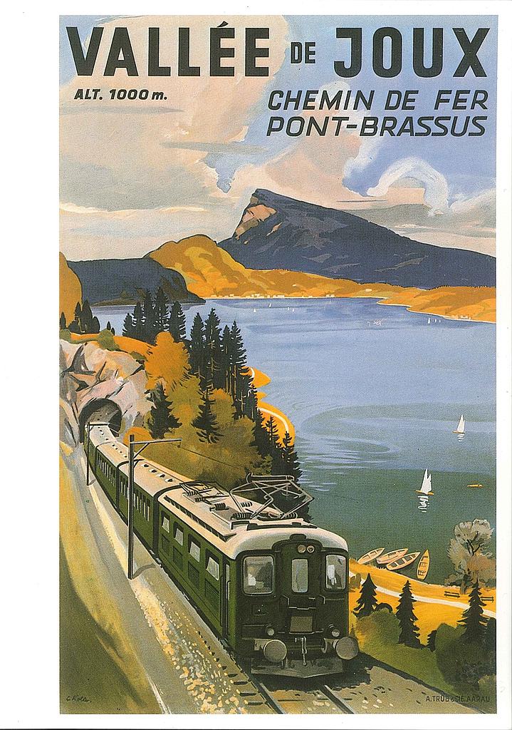 Postcards A6 Litho 01386 Affiche Chemin de Fer Vallée de Joux