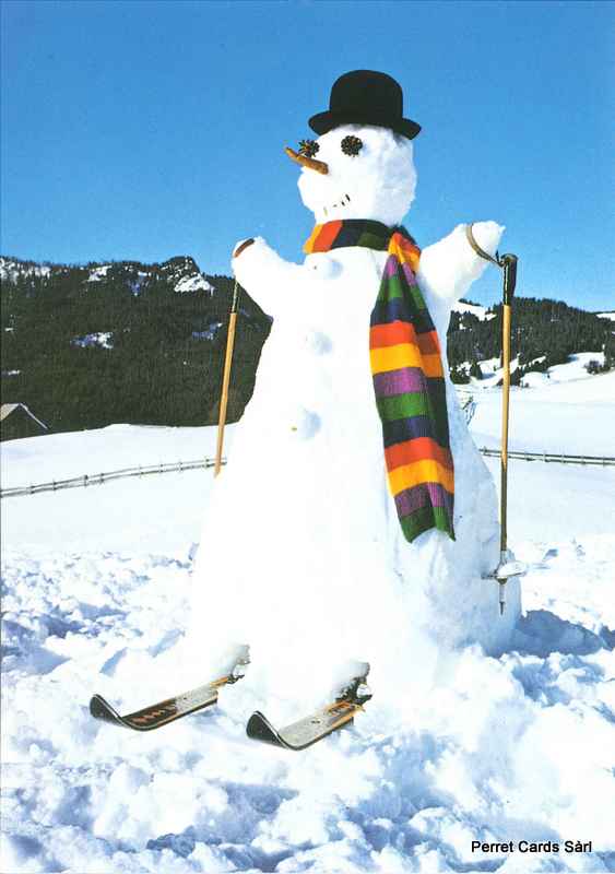 Postcards 21642 w Bonhomme de neige 