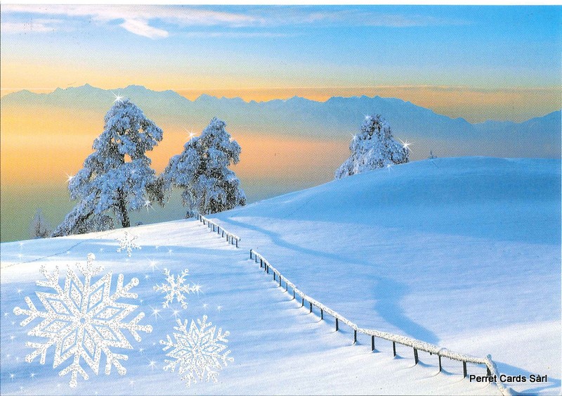 Postcards 26063 w Paysage hivernal (avec paillettes)