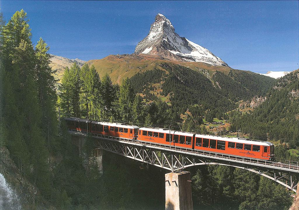 Postcards 25450 Zermatt (Gornergrat-Bahn auf dem Findelbachviakukt, Matterhorn)